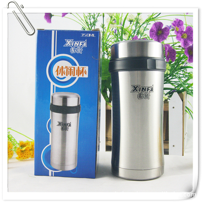 【直銷鑫發本色不銹鋼休閑廣告促銷保溫過濾茶水直身杯子印字 350ML】價格,廠家,圖片,保溫杯、保溫桶,溫州雪峰工藝禮品-